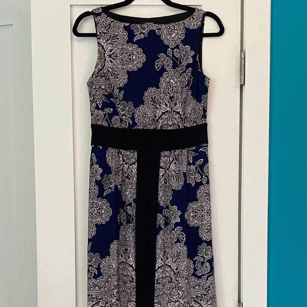 Chaps sleeveless blue, white, and black maxi dress size S